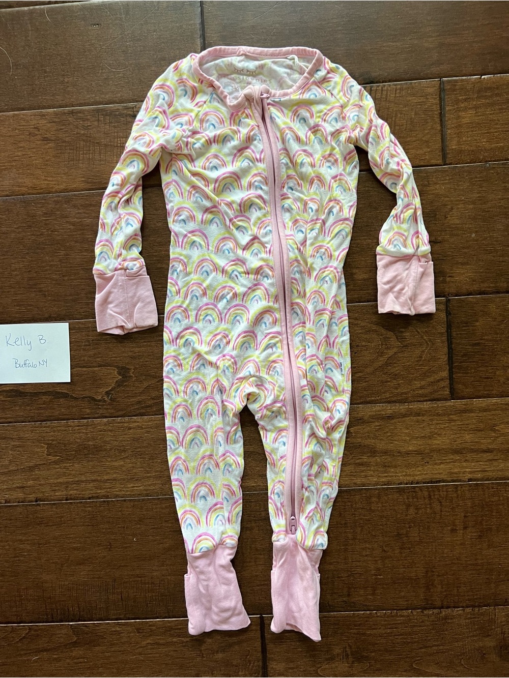 Little Sleepies Pink Rainbow Zip Footie Pajamas